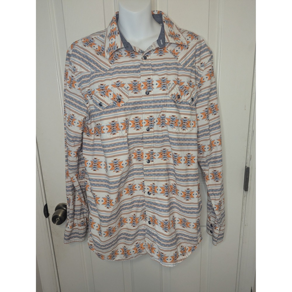 Cody James Mens Large Western Shirt Southwestern Geometric Print Cotton L/S